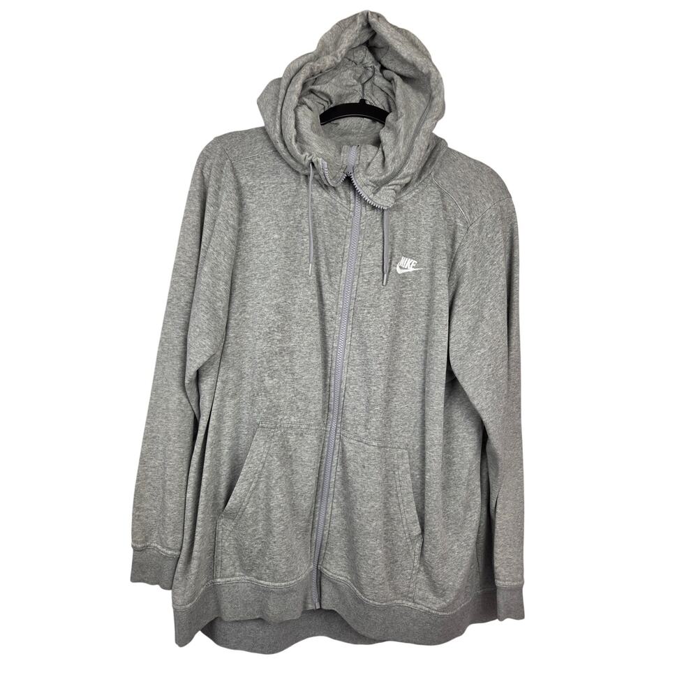 Nike Women's 1X, Oversized Scuba-Style Hood w/High Zip Closure Heathered Gray